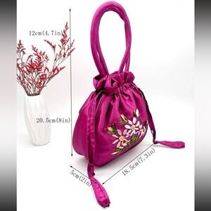 New Women’s Mini Floral Embroidered Drawstring Design Tote Bag